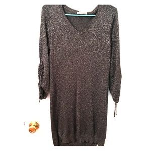 Glitter dress with tie up arms